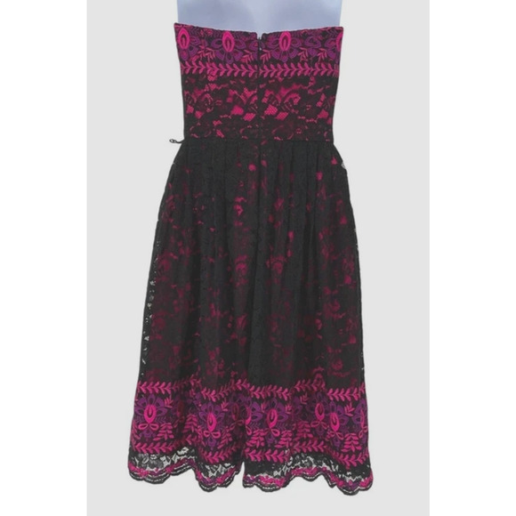 Vtg Betsey Johnson Black Pink Dress 6 Lace Overlay Embroidered Whimsigoth New - Picture 7 of 16